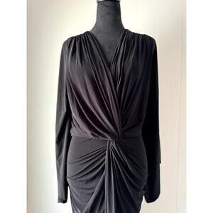 MISA Los Angeles Tegat High Low Black Knotted Front Draped Dress Size S